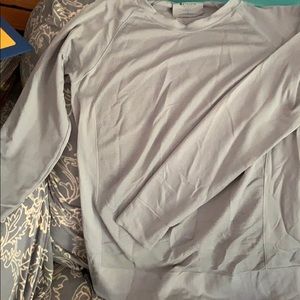 New Athleta Gray Long sleeve top perforated back L